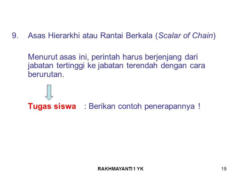 Asas Hierarkhi atau Rantai Berkala (Scalar of Chain)