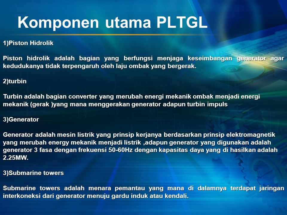 Pembangkit Listrik Tenaga Gelombang Laut PLTGL ppt 