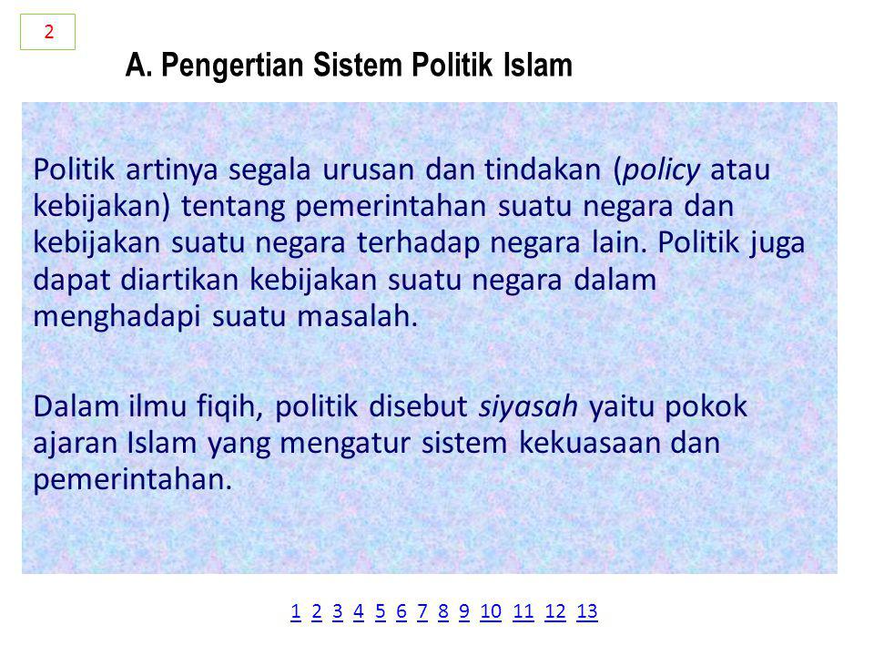 A. Pengertian Sistem Politik Islam