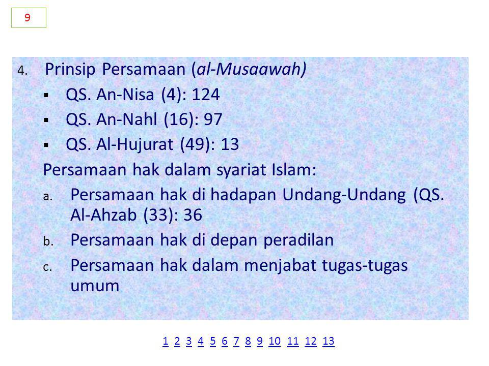 Prinsip Persamaan (al-Musaawah) QS. An-Nisa (4): 124
