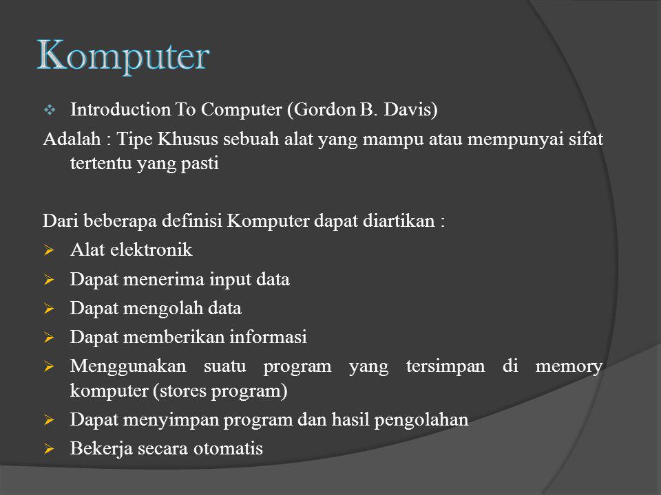 Komputer Introduction To Computer (Gordon B. Davis)