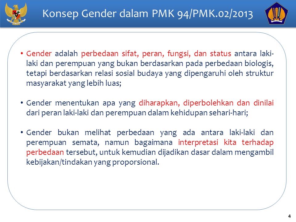Konsep Gender dalam PMK 94/PMK.02/2013