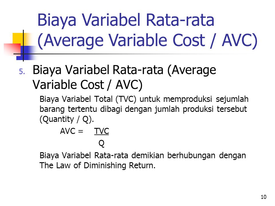 Biaya Variabel Rata-rata (Average Variable Cost / AVC)
