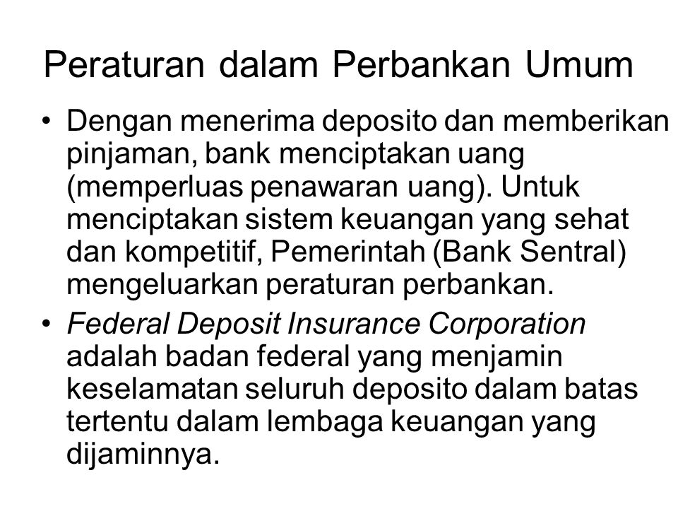 Peraturan dalam Perbankan Umum