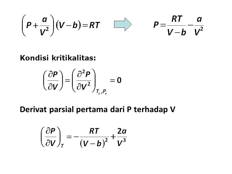 Derivat parsial pertama dari P terhadap V