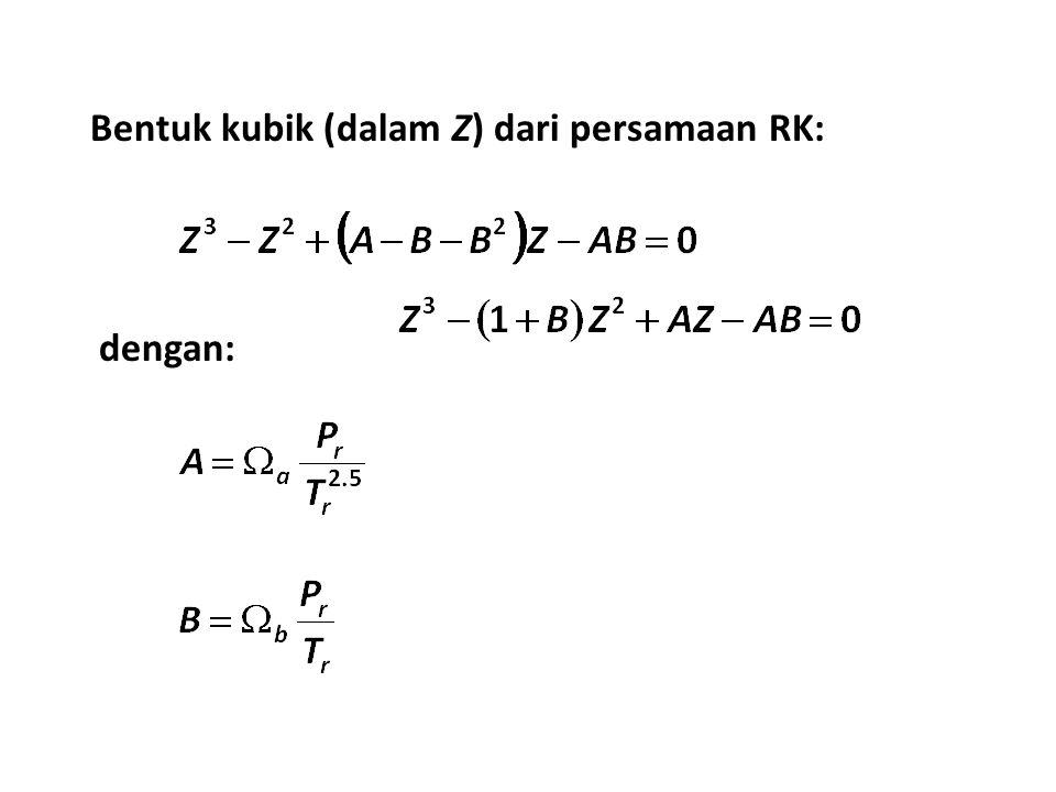 Bentuk kubik (dalam Z) dari persamaan RK: