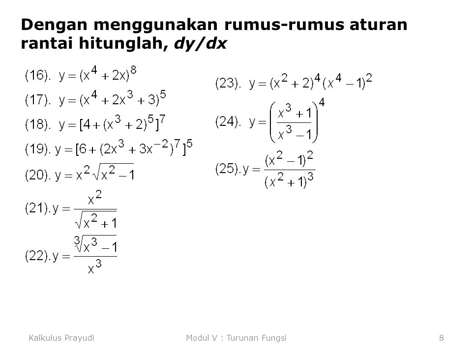 Contoh Soal Turunan Fungsi Komposisi Dengan Aturan Rantai 9529