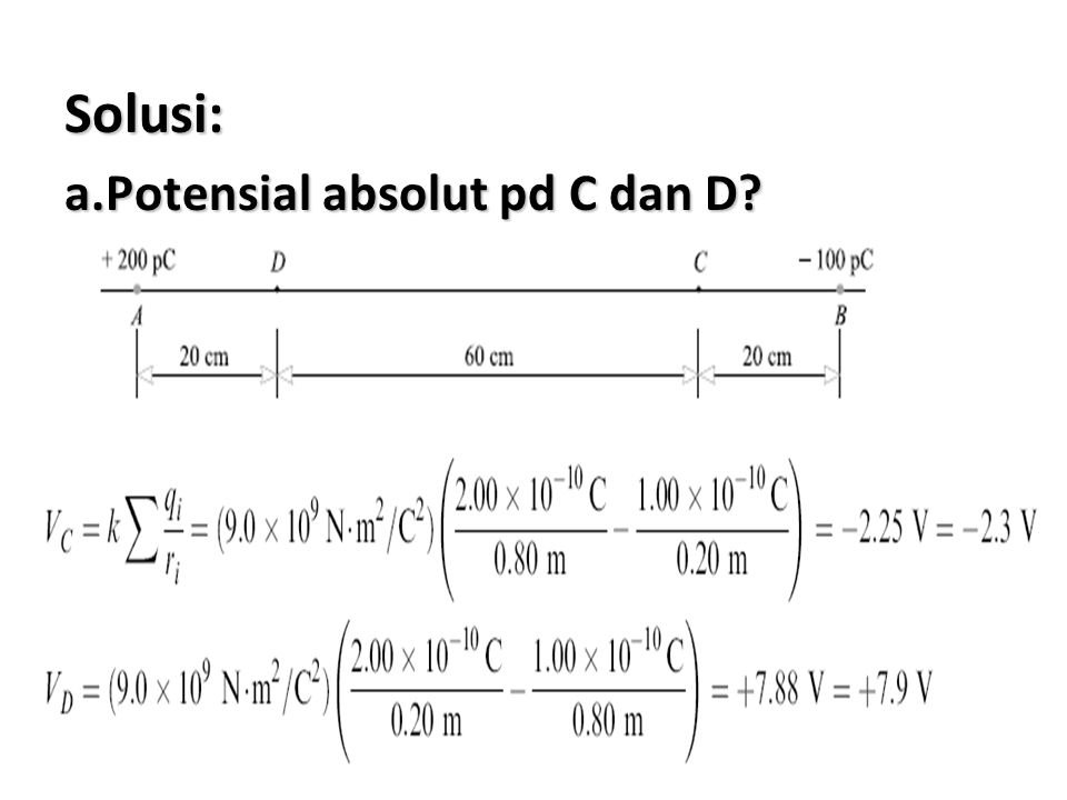 Solusi: a.Potensial absolut pd C dan D