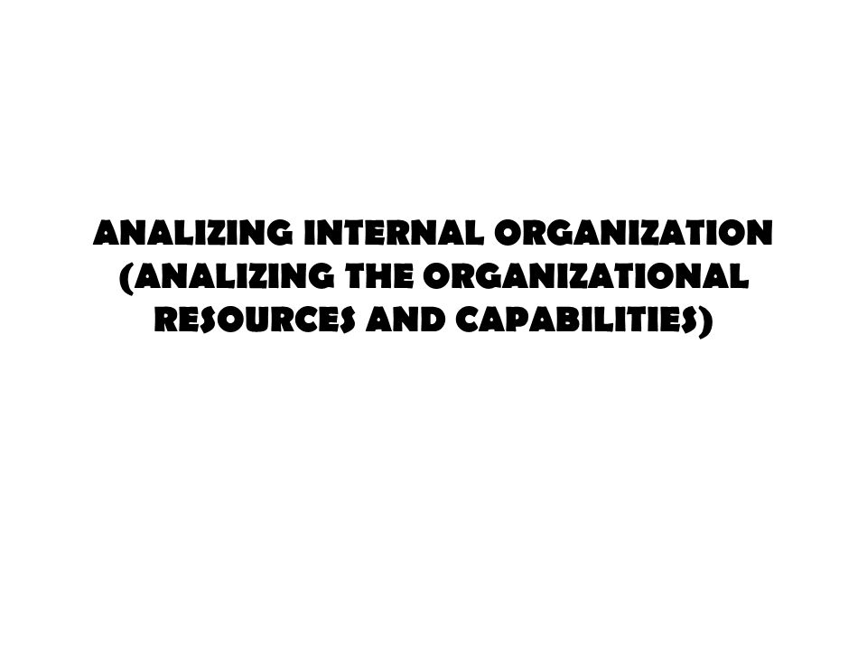 ANALIZING INTERNAL ORGANIZATION (ANALIZING THE ORGANIZATIONAL RESOURCES AND CAPABILITIES)