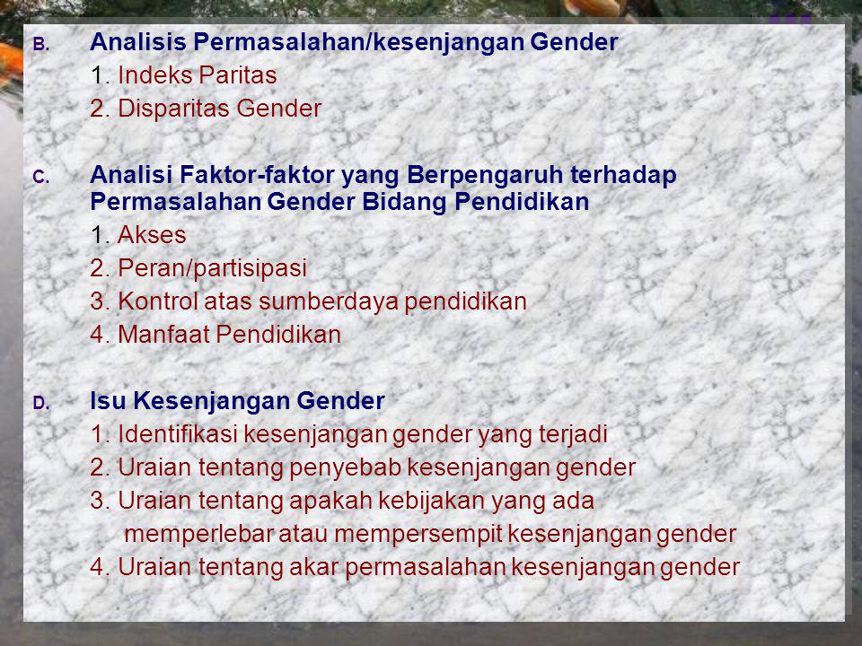Analisis Permasalahan/kesenjangan Gender
