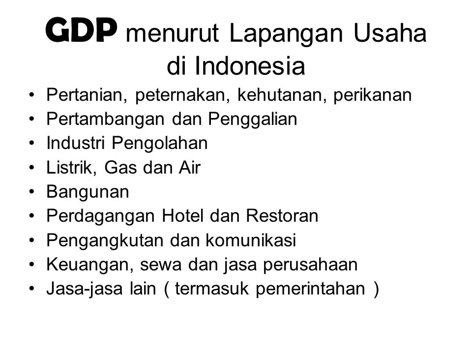 GDP menurut Lapangan Usaha di Indonesia