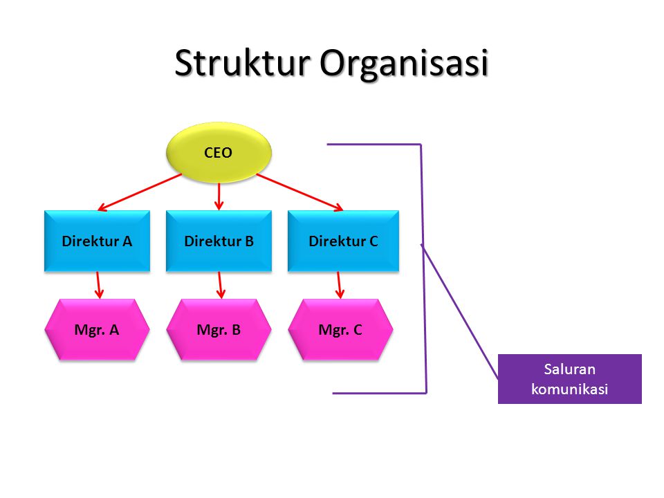 Struktur Organisasi CEO Direktur A Direktur B Direktur C Mgr. A Mgr. B