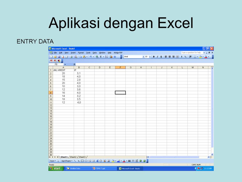 Aplikasi dengan Excel ENTRY DATA