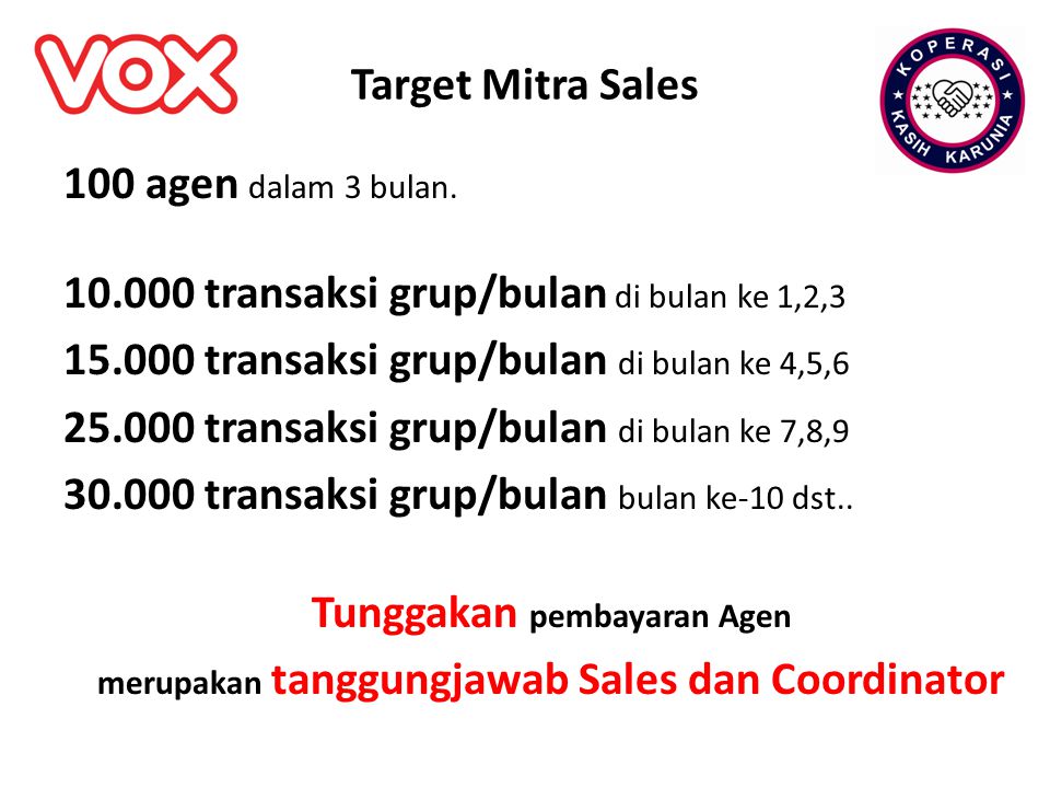 Target Mitra Sales Tunggakan pembayaran Agen