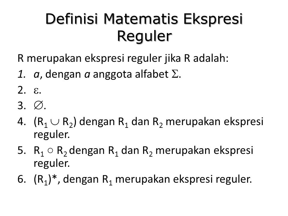 Definisi Matematis Ekspresi Reguler