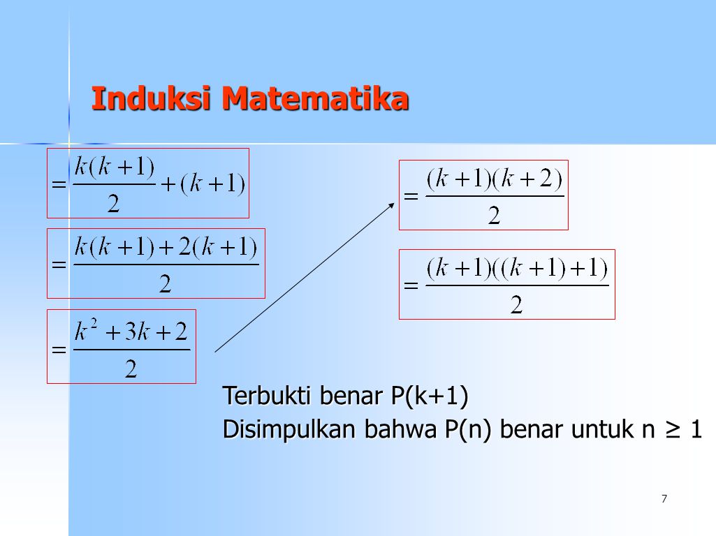 Induksi Matematika Terbukti benar P(k+1)
