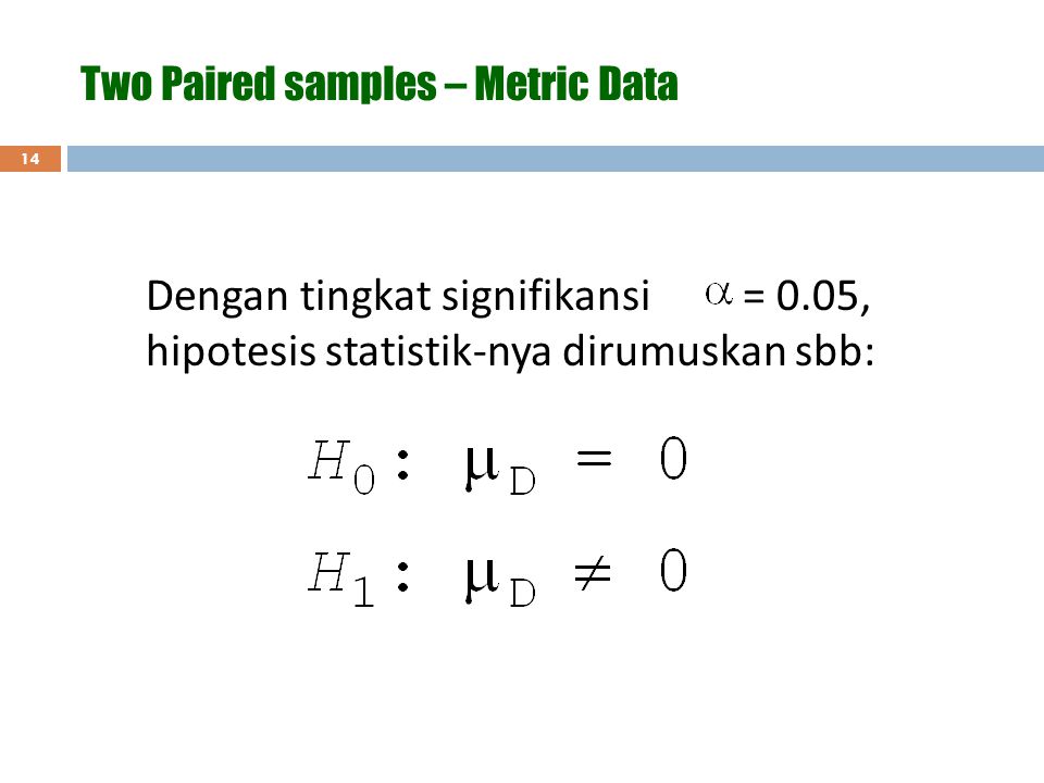 Two Paired samples – Metric Data