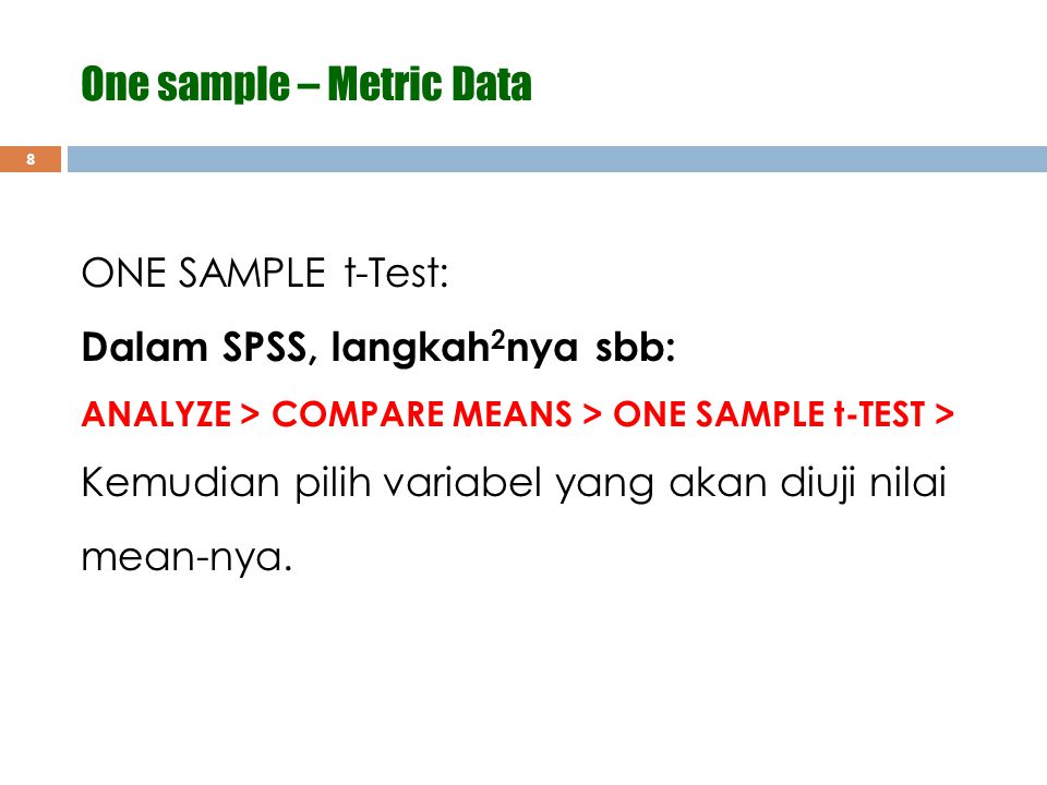 One sample – Metric Data