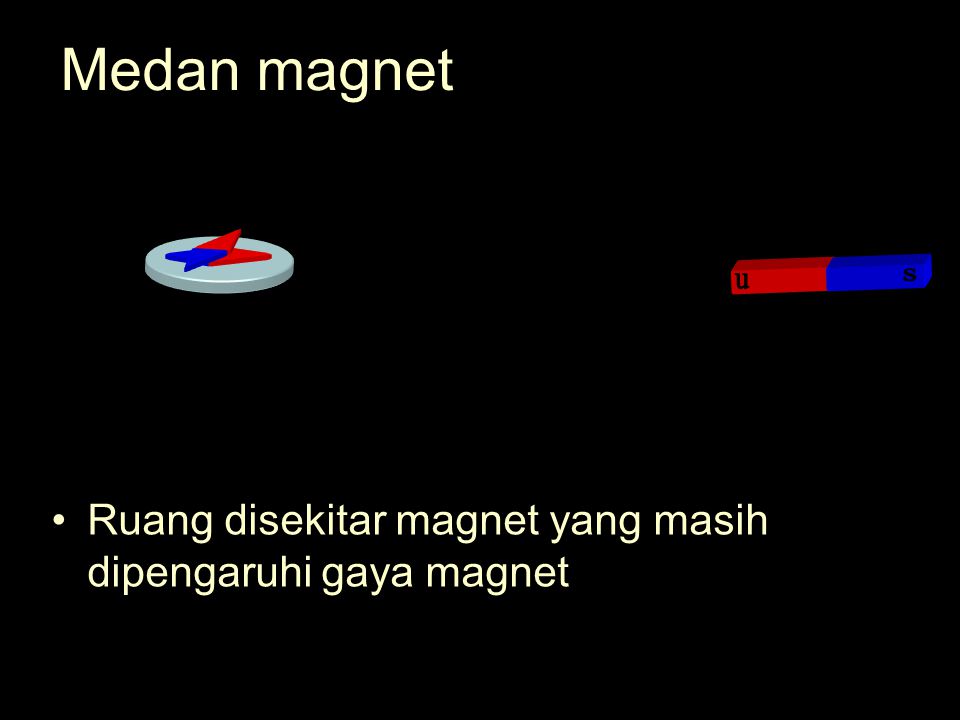 Medan magnet u s Ruang disekitar magnet yang masih dipengaruhi gaya magnet