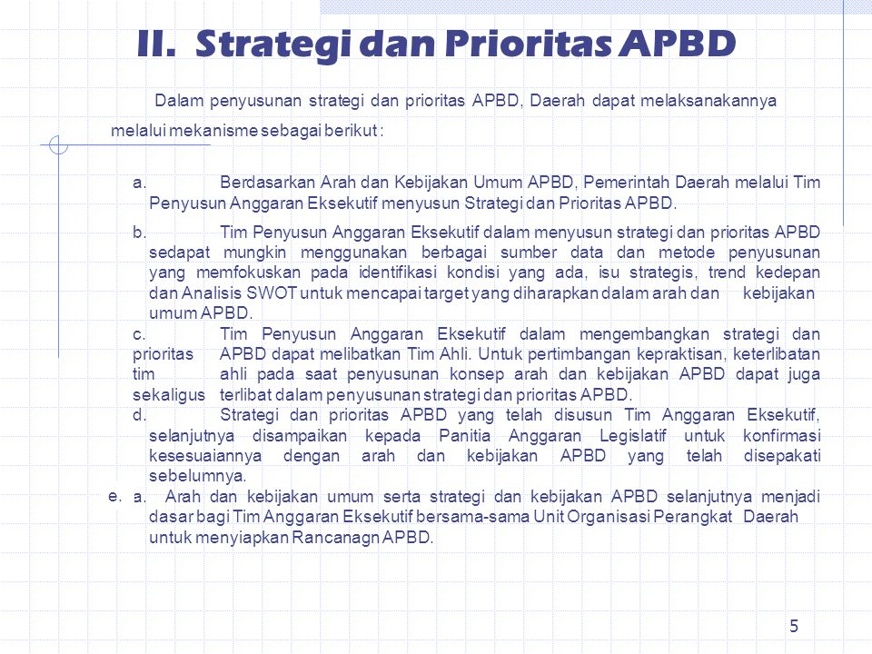 II. Strategi dan Prioritas APBD
