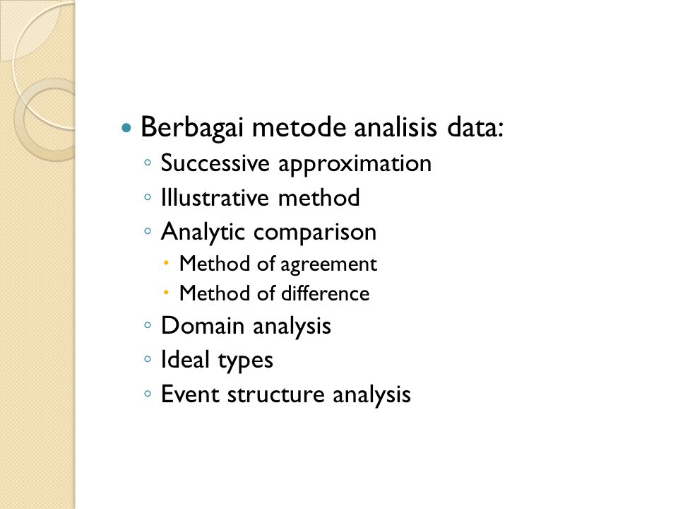 Berbagai metode analisis data: