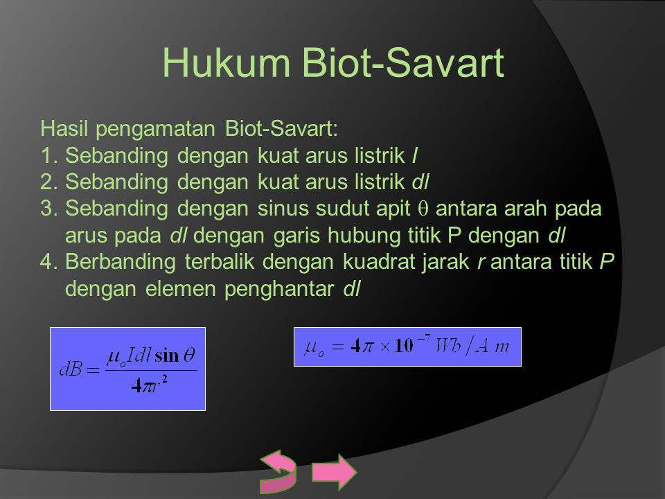 Hukum Biot-Savart Hasil pengamatan Biot-Savart: