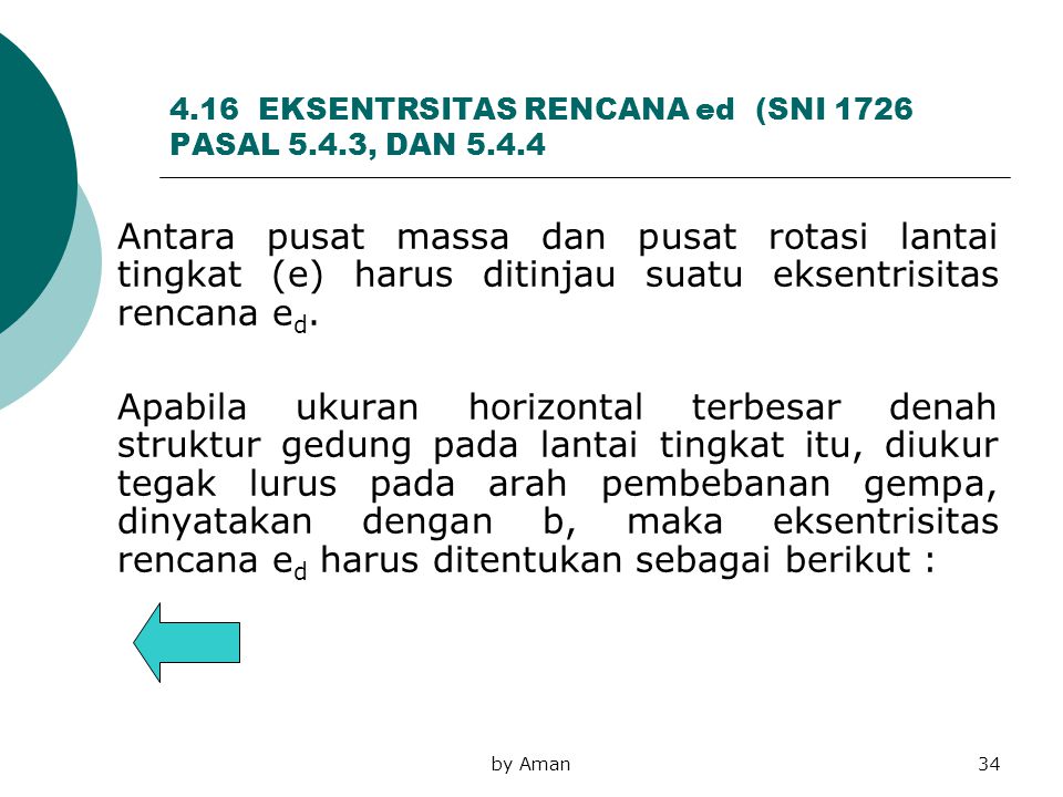 4.16 EKSENTRSITAS RENCANA ed (SNI 1726 PASAL 5.4.3, DAN 5.4.4