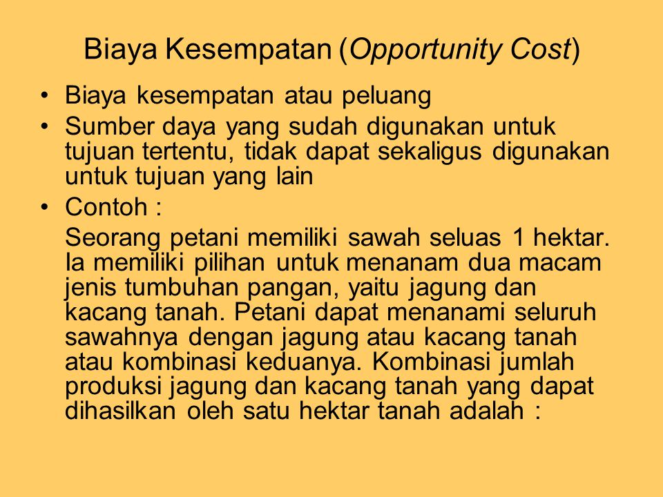 Biaya Kesempatan (Opportunity Cost)