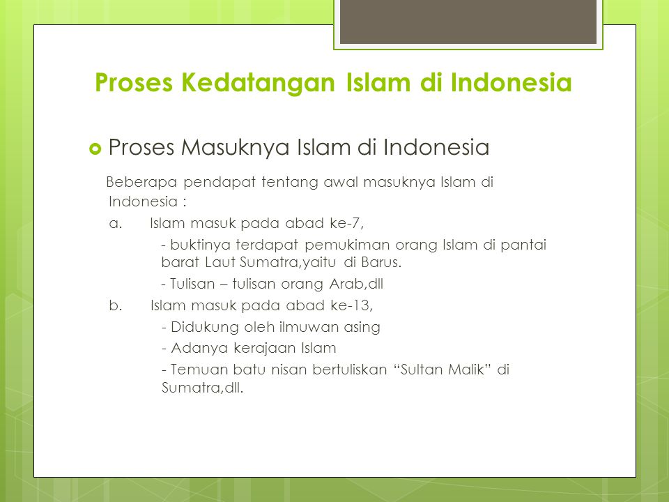 Proses Kedatangan Islam di Indonesia