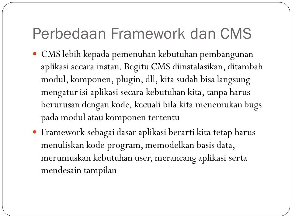 Perbedaan Framework dan CMS