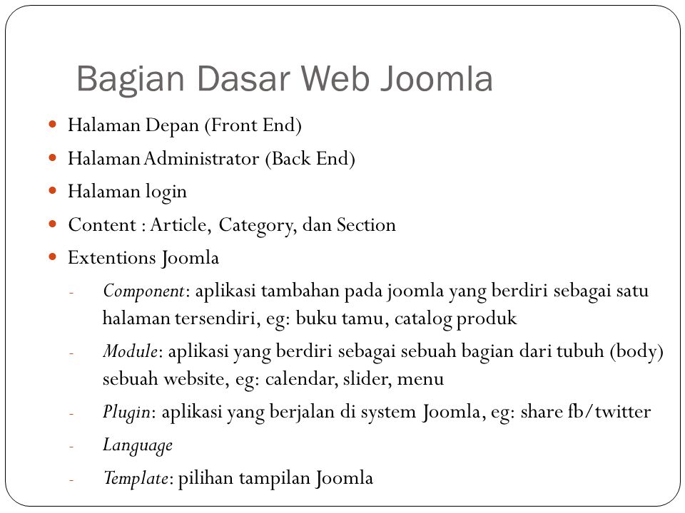 Bagian Dasar Web Joomla