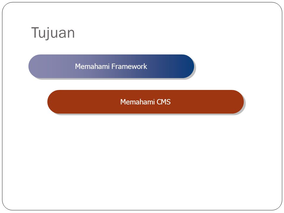 Tujuan Memahami Framework Memahami CMS