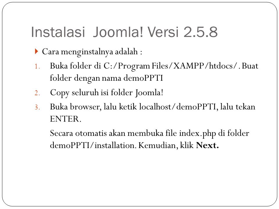 Instalasi Joomla! Versi 2.5.8