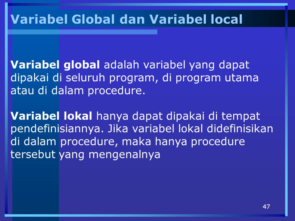 Variabel Global dan Variabel local