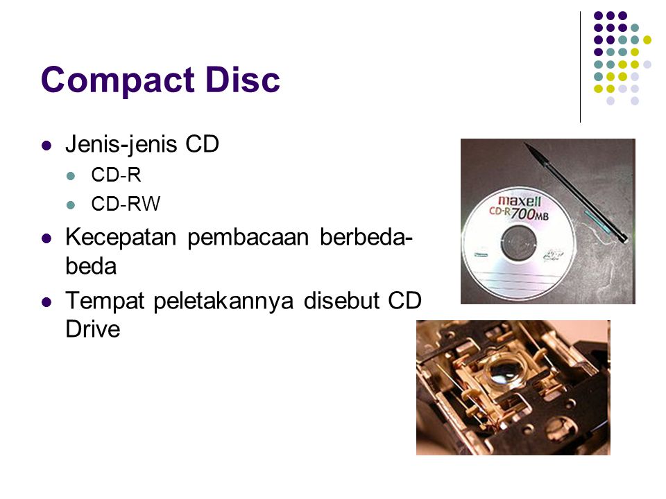 Compact Disc Jenis-jenis CD Kecepatan pembacaan berbeda-beda