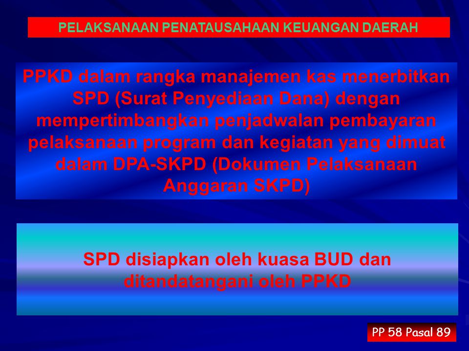 SPD disiapkan oleh kuasa BUD dan ditandatangani oleh PPKD