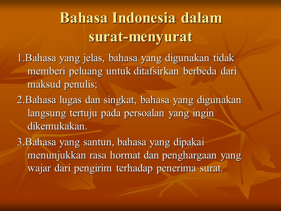 Bahasa Indonesia dalam surat-menyurat