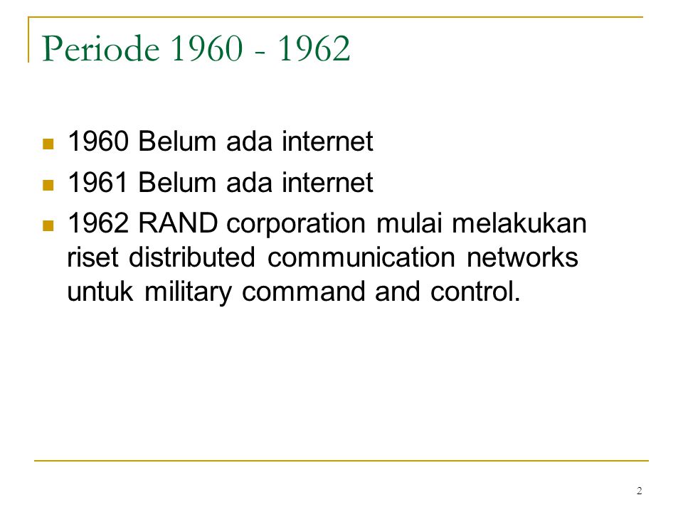 Periode Belum ada internet 1961 Belum ada internet