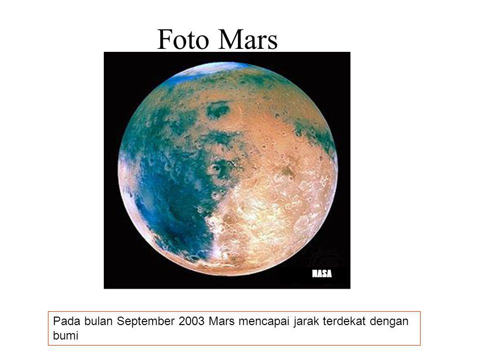 Foto Mars NASA Pada bulan September 2003 Mars mencapai jarak terdekat dengan bumi