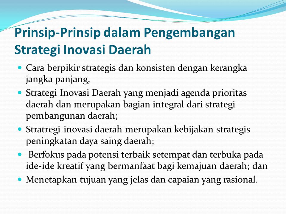 Prinsip-Prinsip dalam Pengembangan Strategi Inovasi Daerah