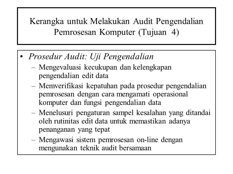 Prosedur Audit: Uji Pengendalian