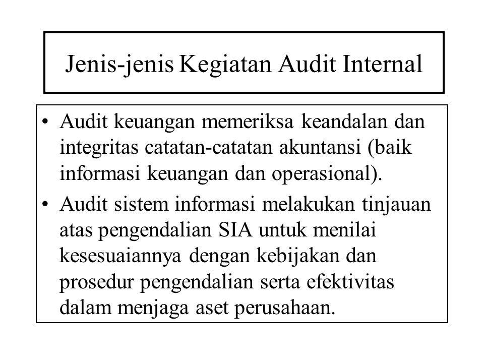 Jenis-jenis Kegiatan Audit Internal