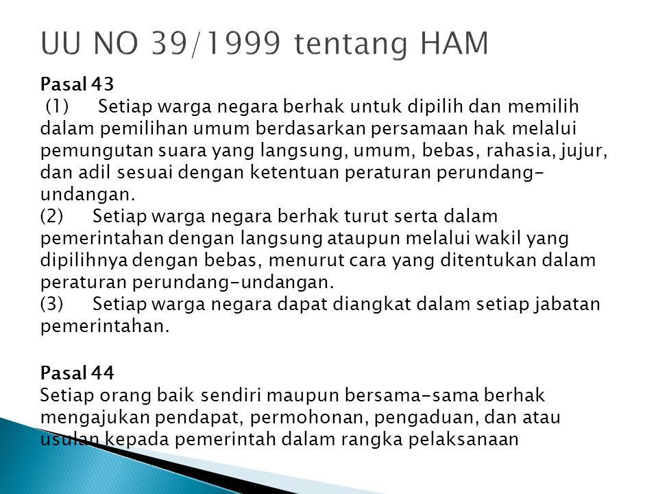 UU NO 39/1999 tentang HAM