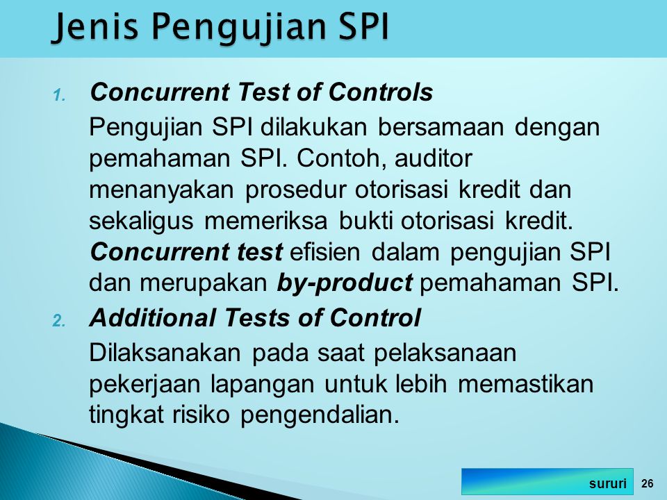 Jenis Pengujian SPI Concurrent Test of Controls