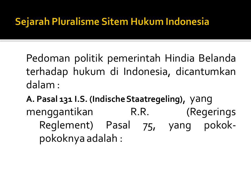 Sejarah Pluralisme Sitem Hukum Indonesia
