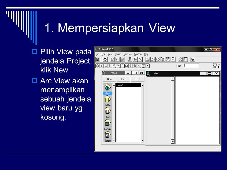 1. Mempersiapkan View Pilih View pada jendela Project, klik New