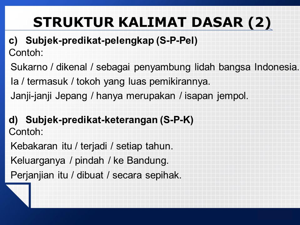 Contoh Kalimat Subjek Predikat Objek Keterangan Dalam Bahasa Inggris ...