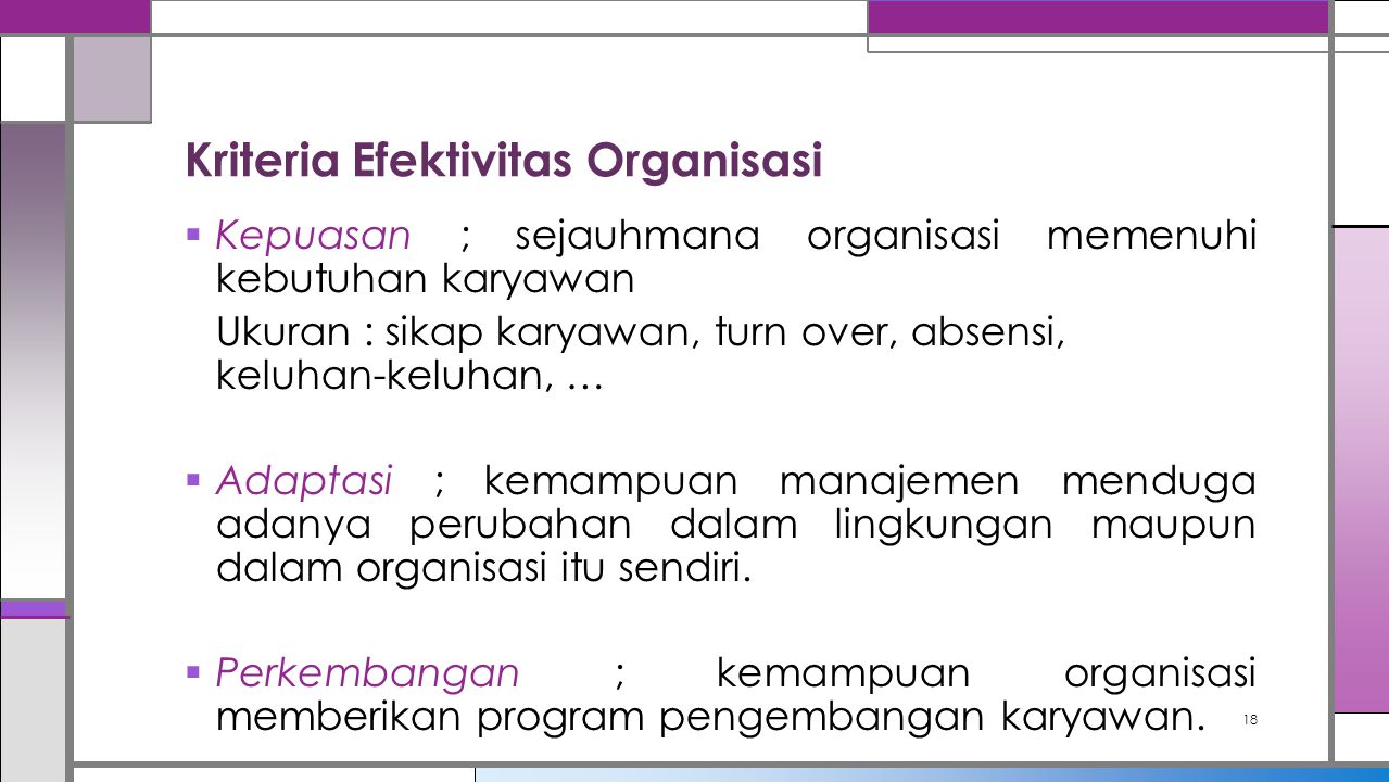 Kriteria Efektivitas Organisasi