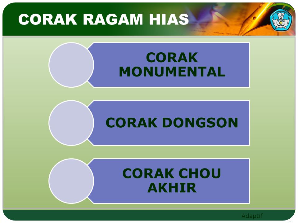 CORAK RAGAM HIAS CORAK MONUMENTAL CORAK DONGSON CORAK CHOU AKHIR