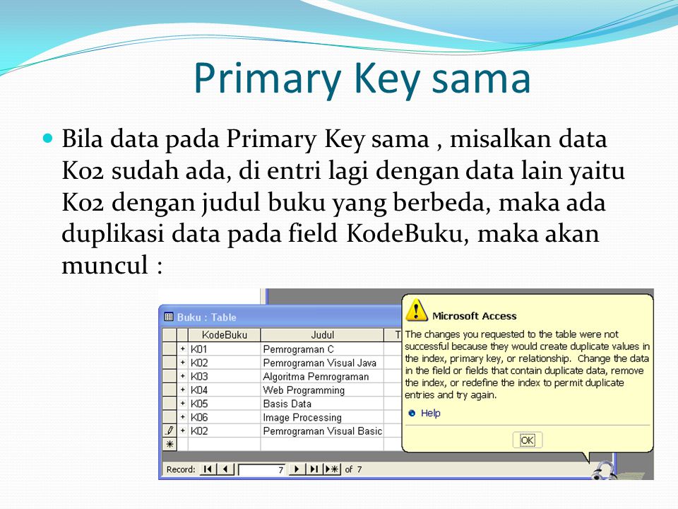 Primary Key sama